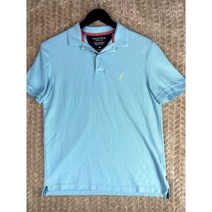 Nautica Men‎ Medium Activewear Top Blue Polo Performance Deck Shirt Classic Fit